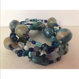 Wrap Around Bracelet‎ blue turquoise Boho expands